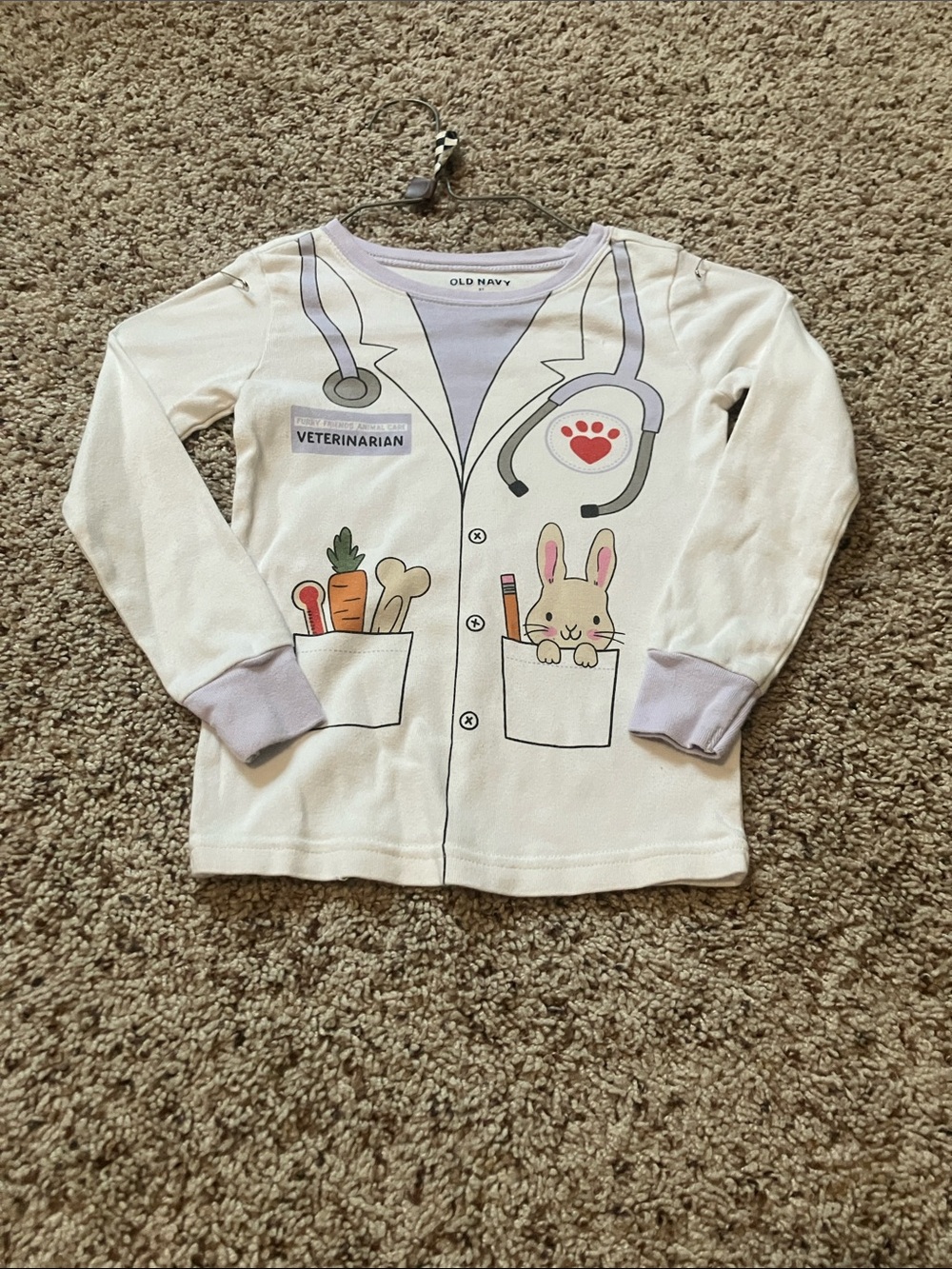 Old Navy White Kids' Veterinarian Graphic Shirt with Lavender Trim